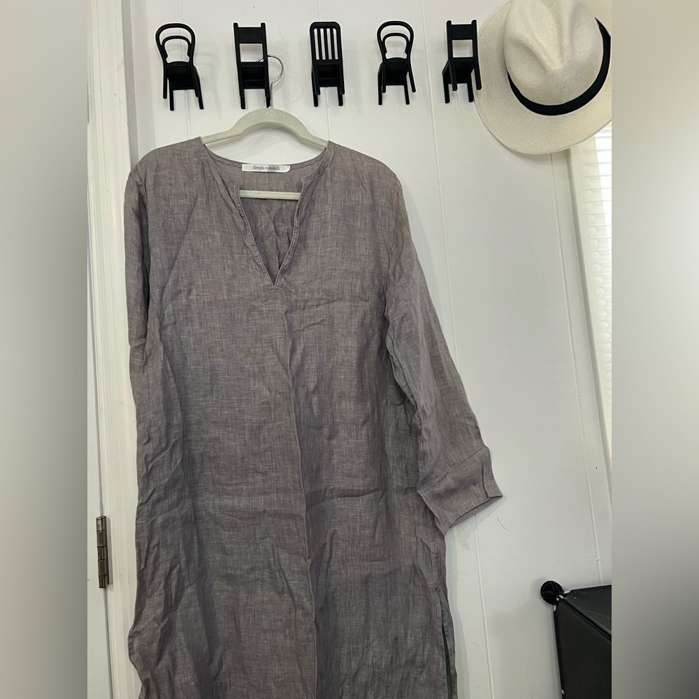 Elegant Gray Linen Dress